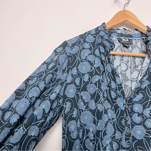 Anthropologie Maeve Collette Floral Motif Balloon Sleeve Peasant Blouse - Picture 6 of 16